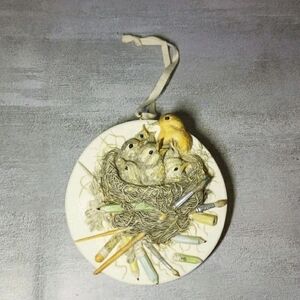 Vtg Marjolein Bastin Hallmark Ornament Mama Bird Babies Nest 3D Art 1995 Spring
